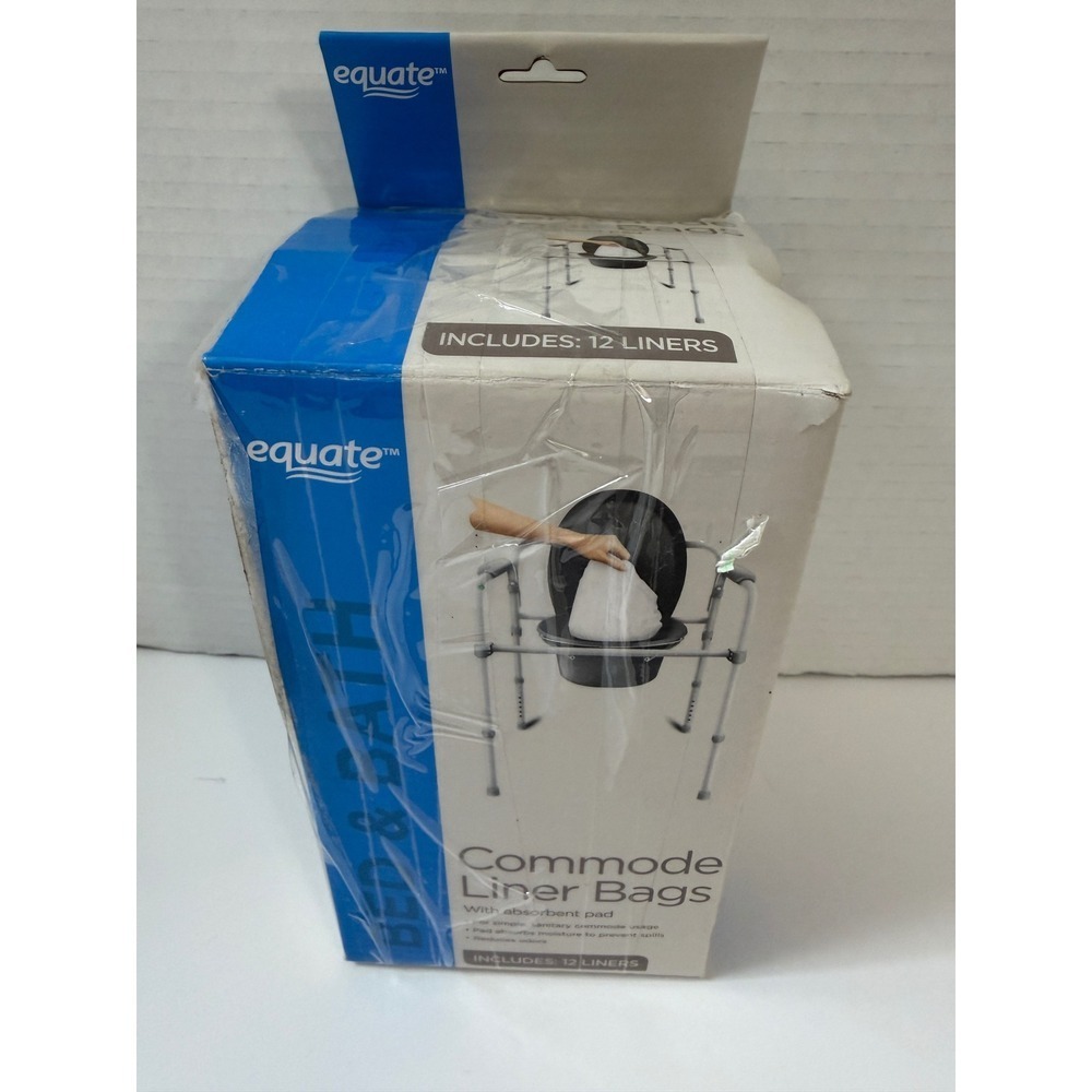 Equate Commode Liner Bags with Absorbent Pad 12 Count WALCOMLINER New
